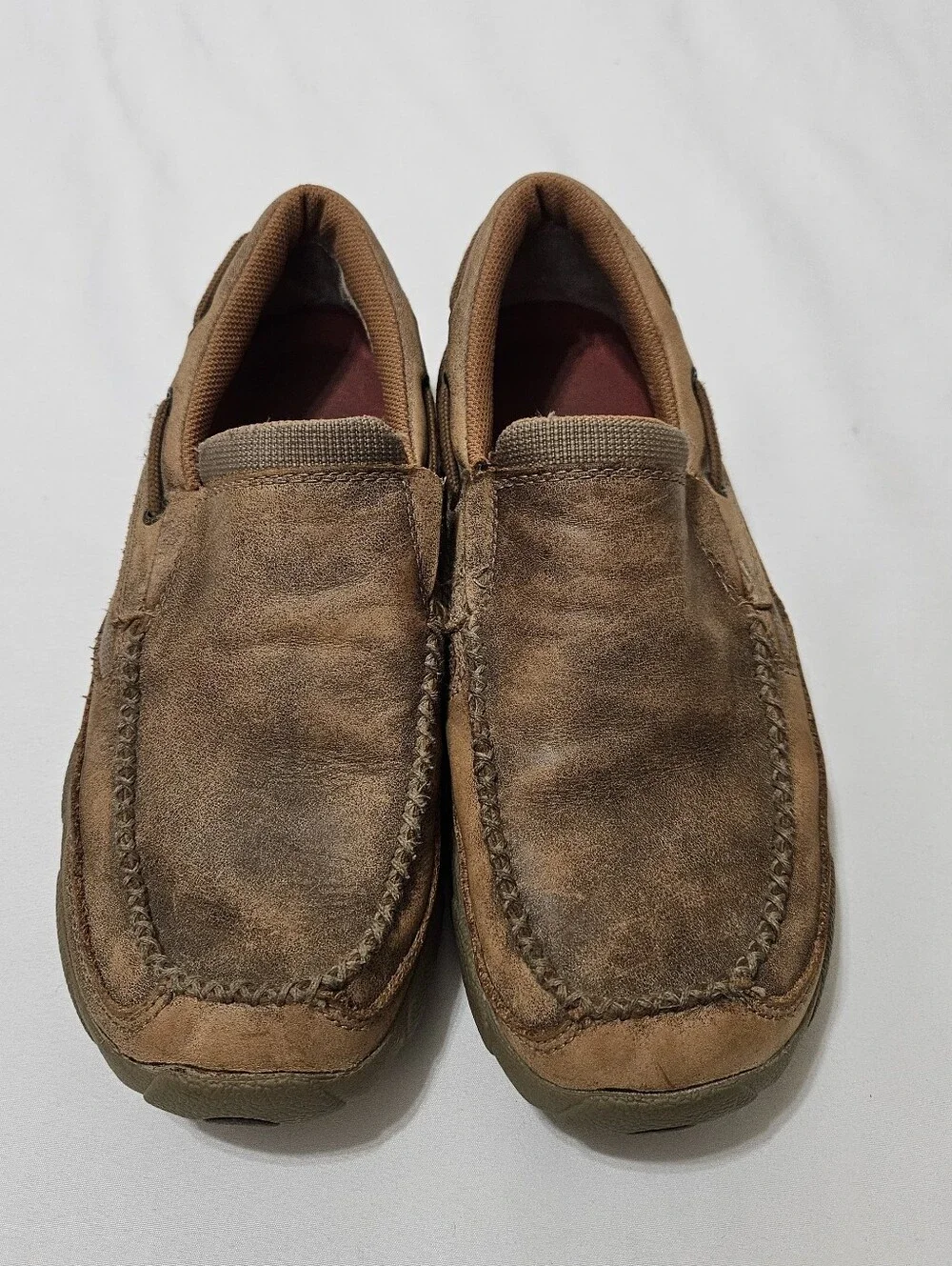 Twisted X Driving Moc Mens 7M Brown Leather Slip On Loafers Casual Shoes